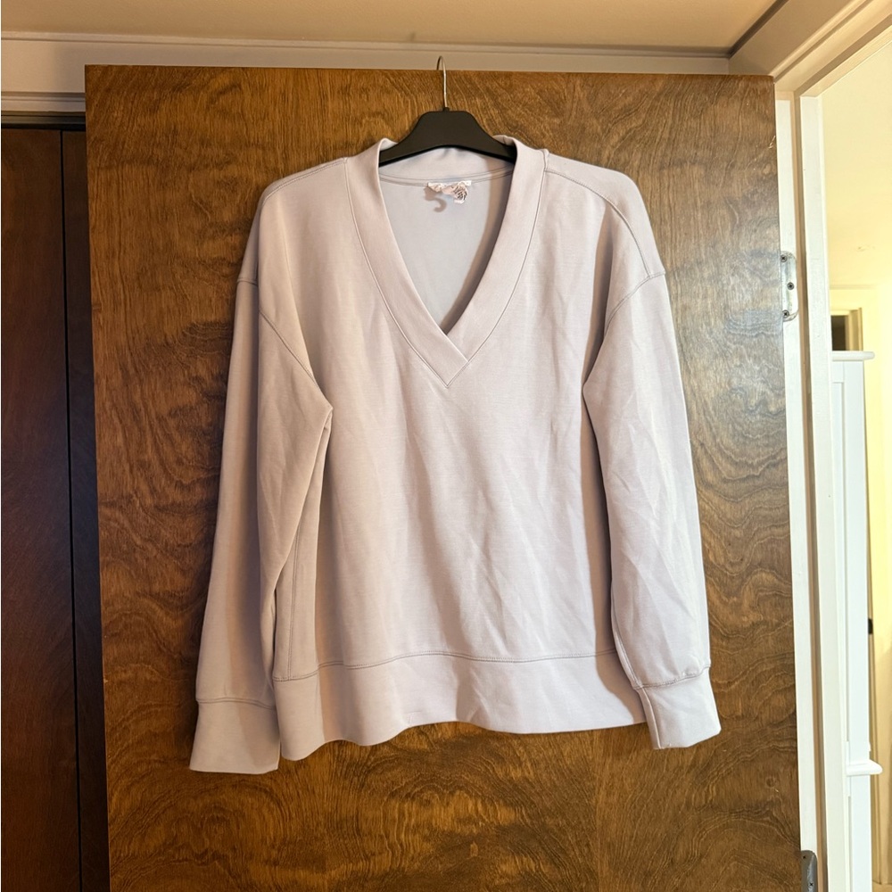 For the Republic light blue v-neck long sleeve top